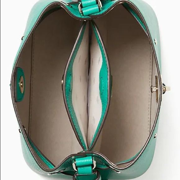 NWT kate spade Marti Bucket Drawstring Bag Purse Snow Pea Green Pebbled Leather - Picture 4 of 4